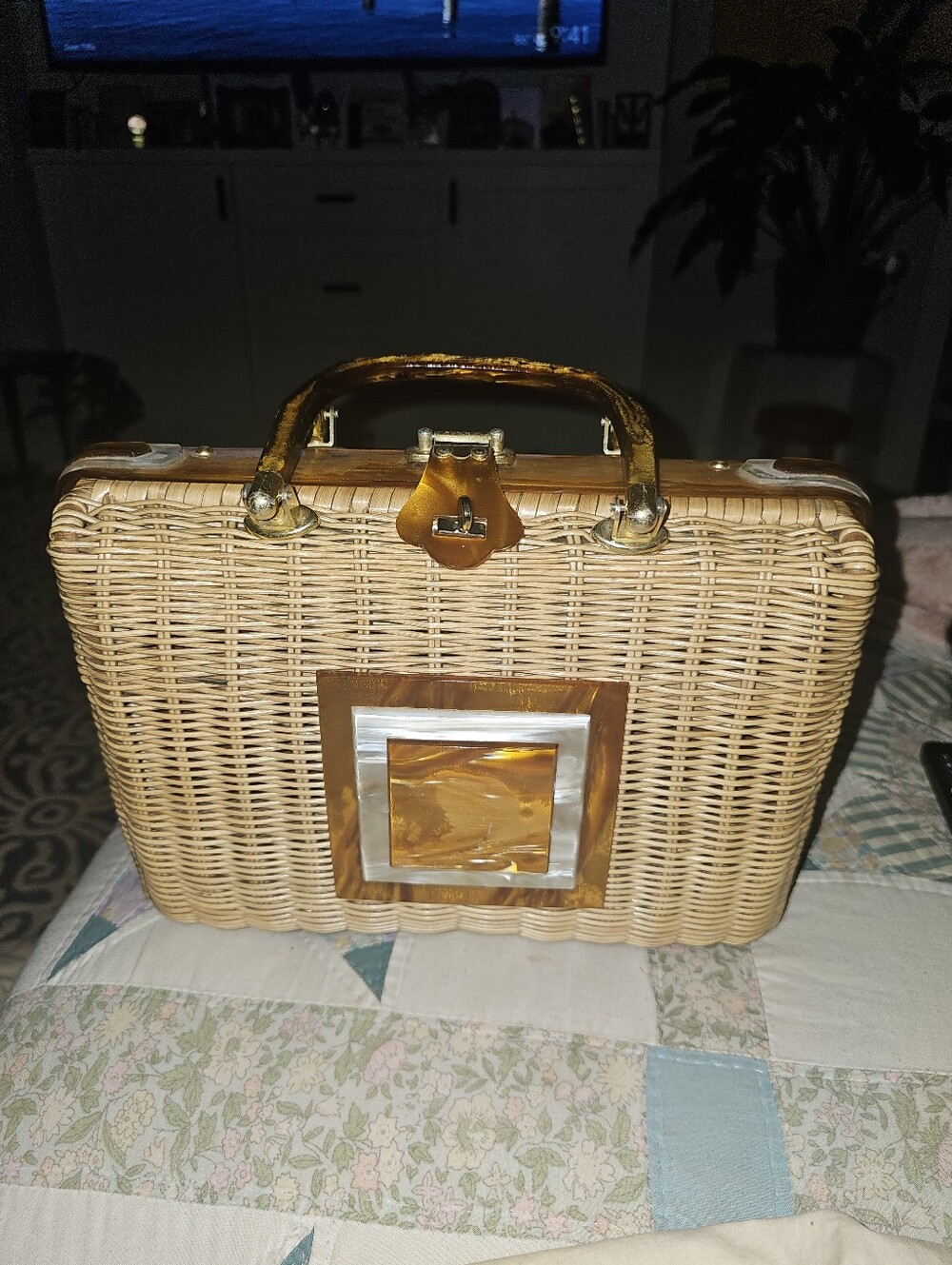 Vintage Lucite Wicker Bag 50/60s